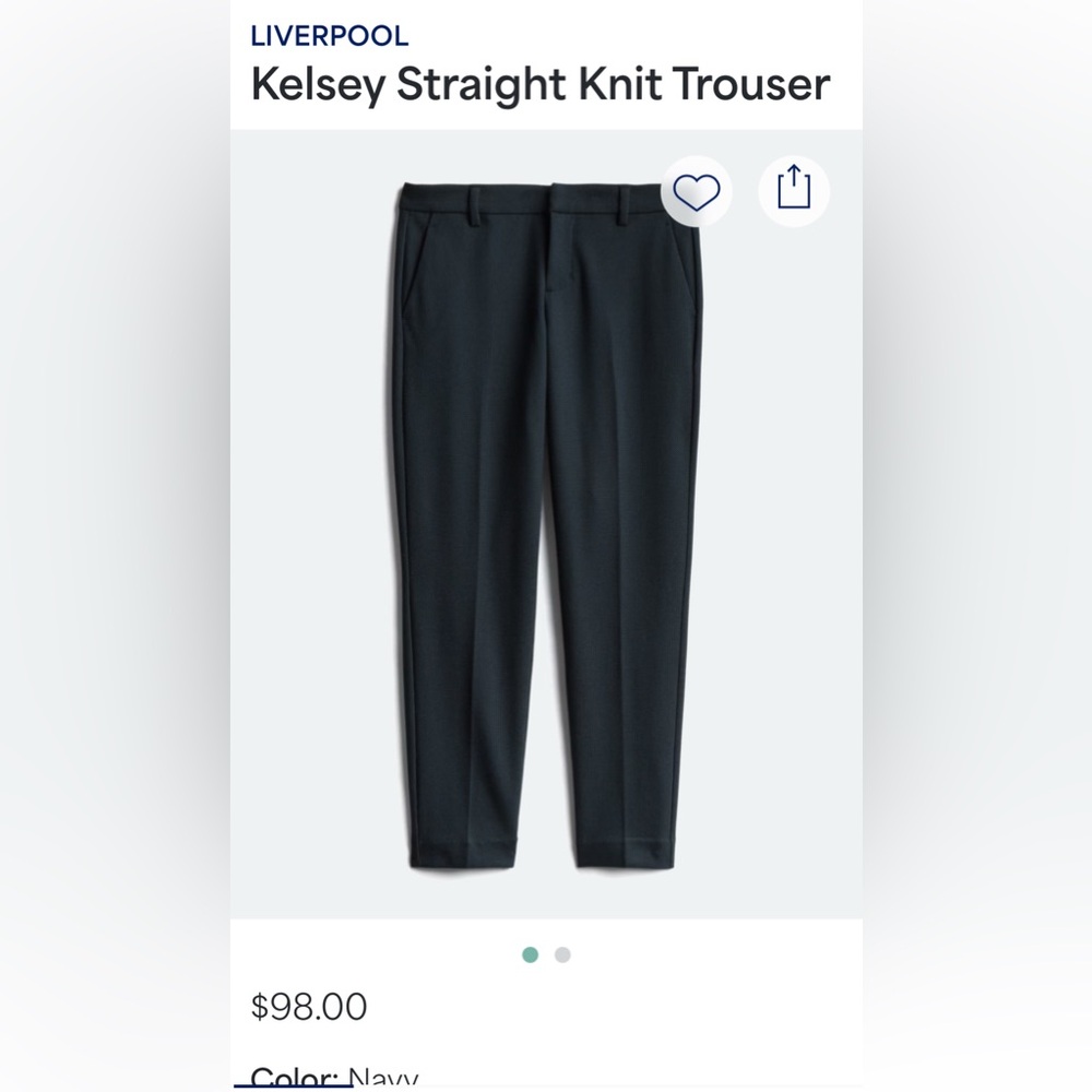 Liverpool Navy Blue Kelsey Trousers, 6 Petite. NWT - Picture 8 of 8